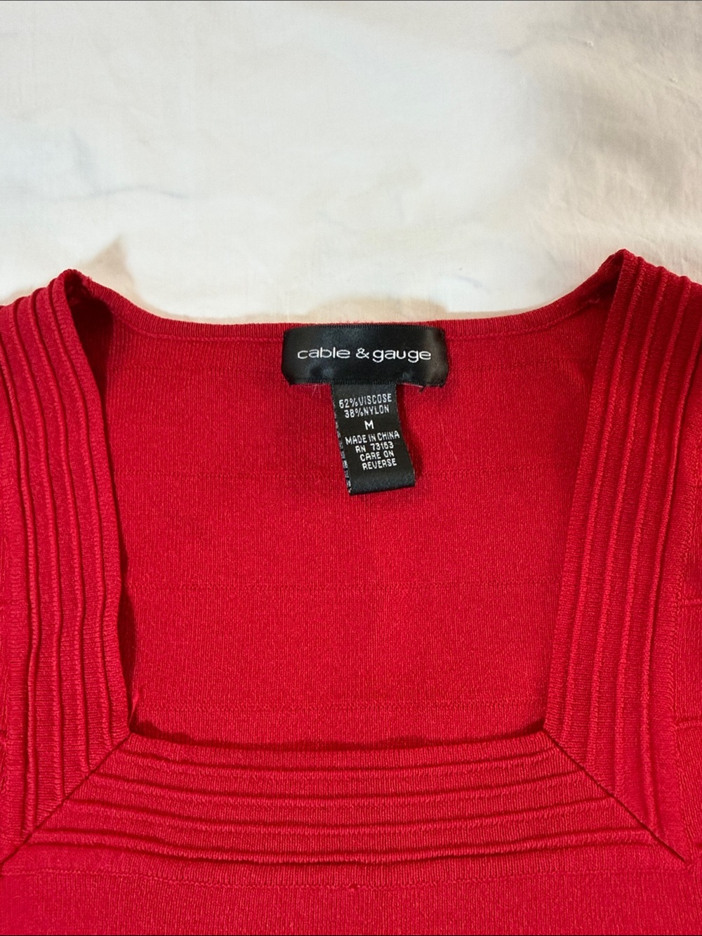 Cable & Gauge Red Ribbed Square-Neck Knit Tank - Picture 2 of 5